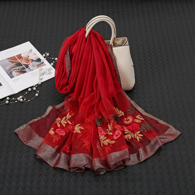 Embroidery Beaded Scarf