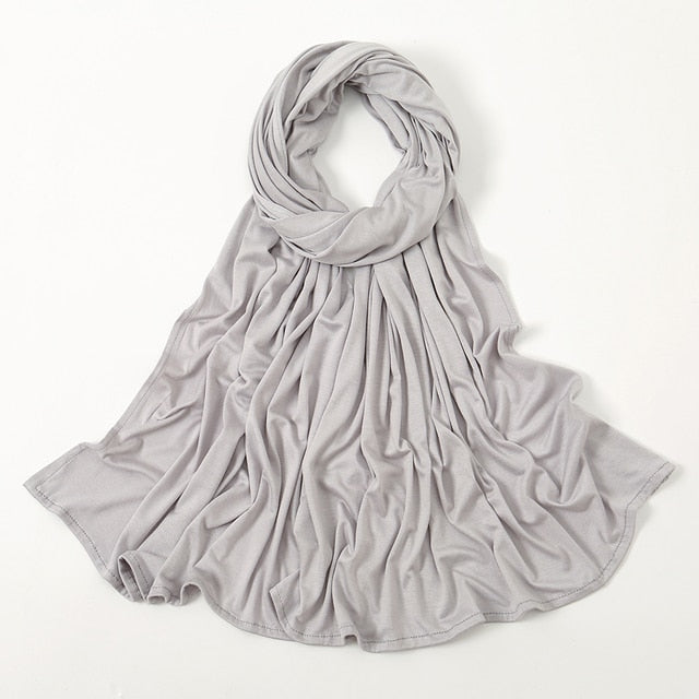 Soft Stretchy Premium Jersey Hijab - Grey & Cream