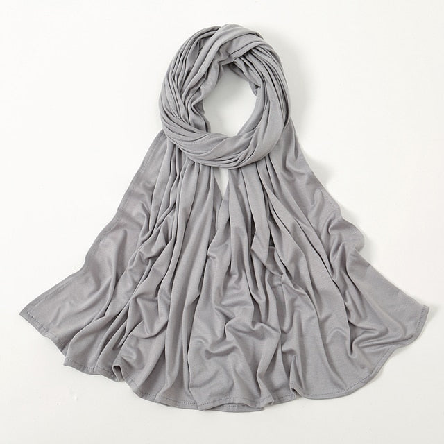 Soft Stretchy Premium Jersey Hijab - Grey & Cream