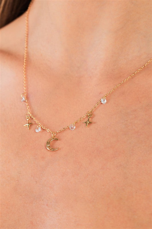 Diamond Star Crescent Multi Pendant Necklace