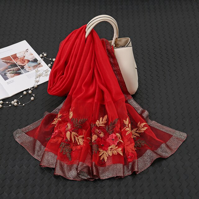Embroidery Beaded Scarf