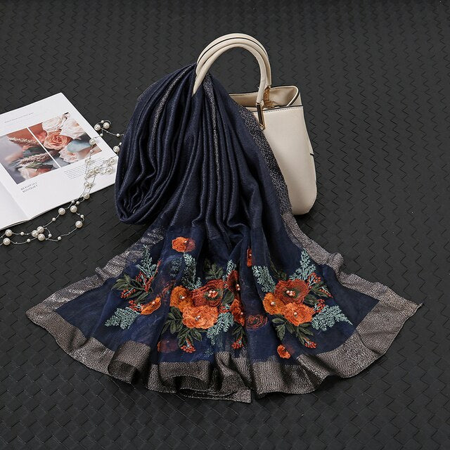 Embroidery Beaded Scarf